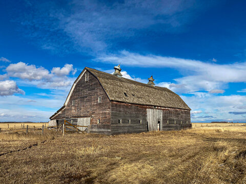 An old historic and majestic livestock barn on the South Dakota prairie