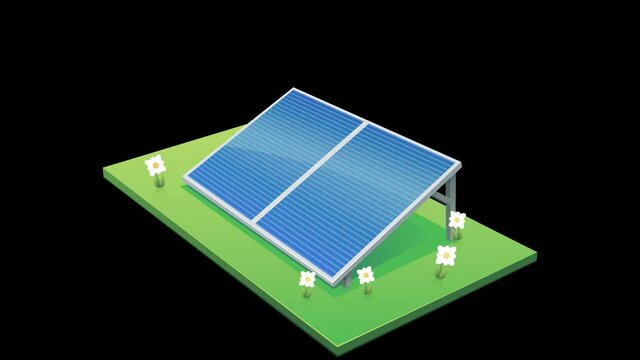 Boucle d'animation de rayons de soleil frappant un panneau solaire avec couche alpha (d&eacute;tour&eacute;)