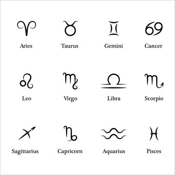 Collection of Astrological signs. Astrological collection constellation horoscopes, zodiac symbol set for astrological horoscope.