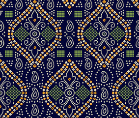 seamless digital colorful traditional bandanna saree design print