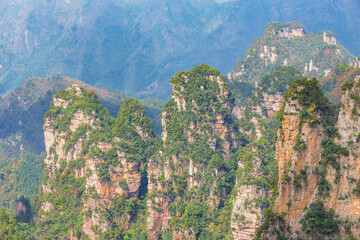 Colorful cliffs in Zhangjiajie Forest Park.