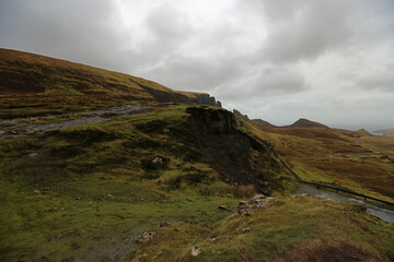 Typical autumn landscape of the desolate Skype Highlands in Scotland