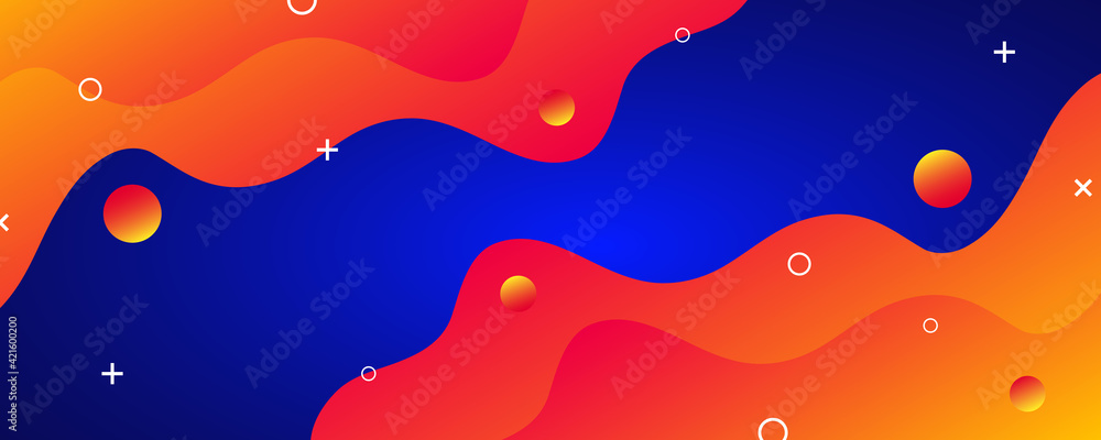 Poster abstract colorful fluid shapes background with gradient composition. modern long banner for business