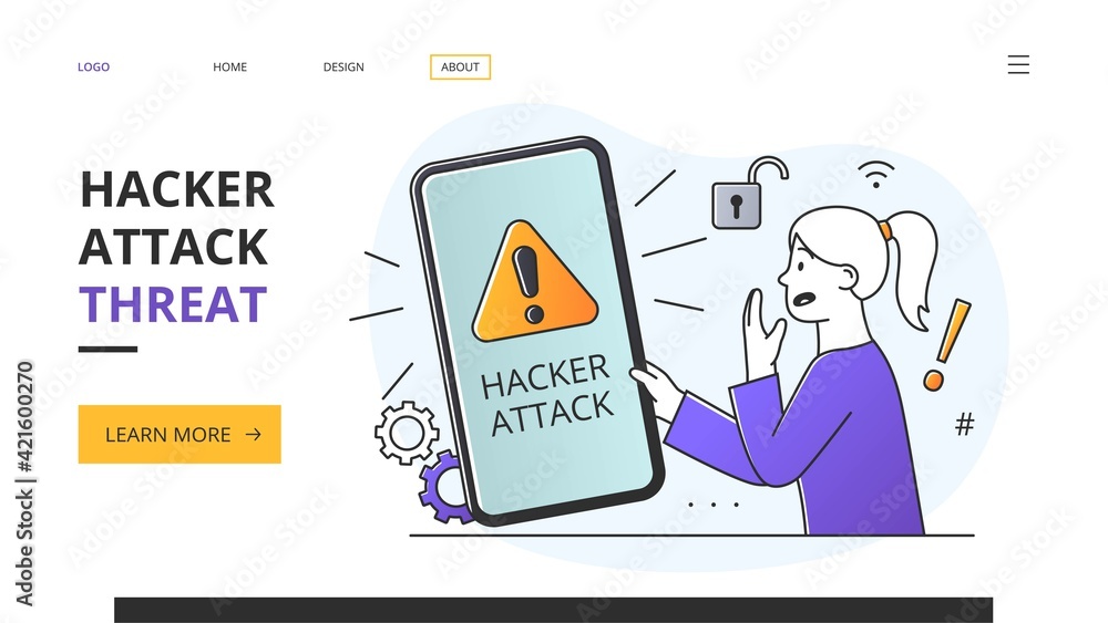 Poster hacker attack abstract concept