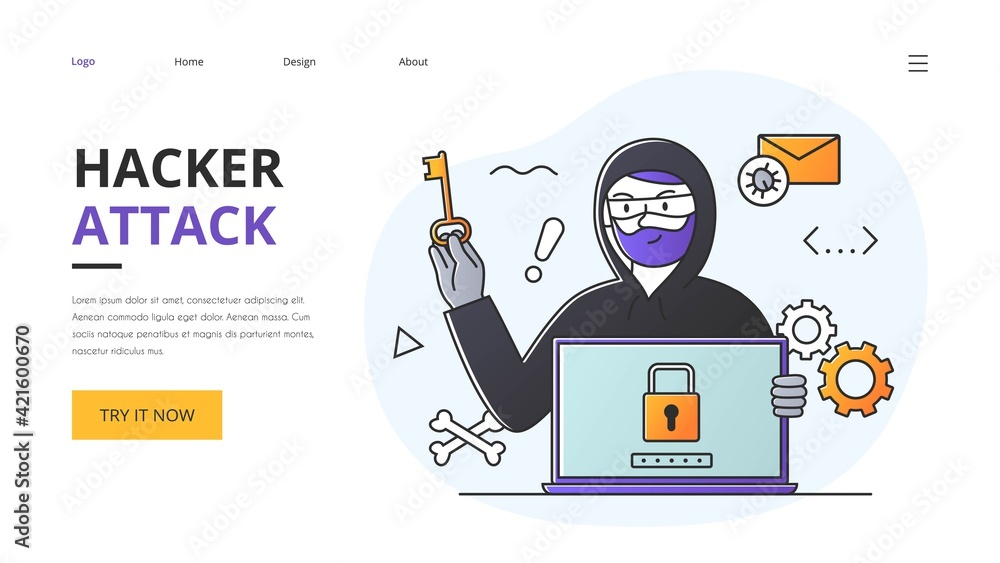 Poster phishing scam, hacker attack and web security