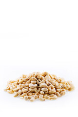 Cashew nut. Raw cashew nut isolated on white background. Heap of cashew nut on white background.