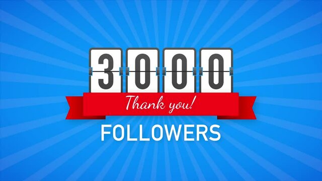 3k followers, Thank You, social sites post. Thank you followers congratulation card. Motion graphics.