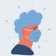 Vector illustration of Surgeon in Mask on white backround.