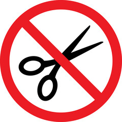 No scissors sign. Sharp objects not allowed here. Safety signs and symbols.