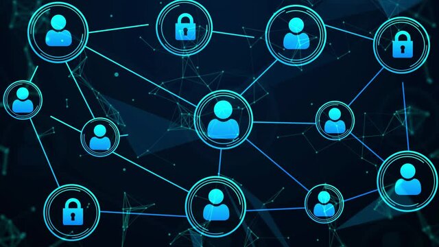 User security modern technology 4K Background concept with user icons. New abstract and blue backdrop