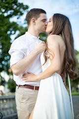 Young white couple in park