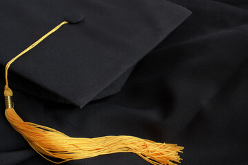 graduation cap close up on black