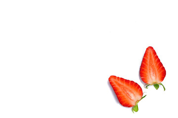 Cut ripe strawberry on white background