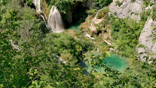 High View Of Veliki Slap Waterfall At Plitvice Lakes In Croatia