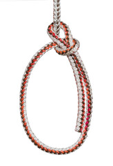 bowline knot made of rope isolated on white background