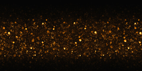 Golden bokeh glitter bokeh effect black background 3d illustration