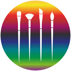 Clean vector color art brush symbol icon set. Rainbow gradient
