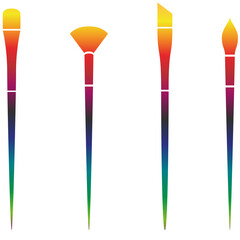 Clean vector color art brush symbol icon set. Rainbow gradient