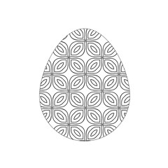 Black Vector Easter egg with abstract pattern isolated on a white background
