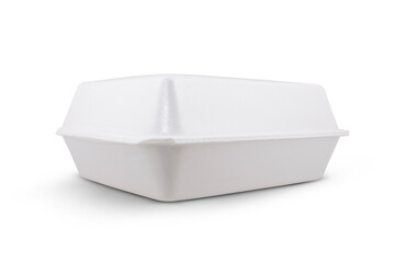 Large Styrofoam meal box isolated on white background