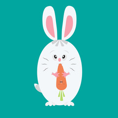 cute easter bunny eats a carrot that screams