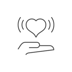 Giving love line outline icon
