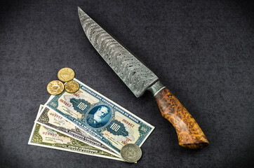 Beautiful luxury utility knife in Texas Wind damask pattern