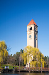 WA, Spokane, Riverfront Park, the Clock Tower by the Spokane River