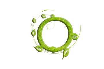 Green leaf letter , garden eco friendly alphabet, isolated design element, 3d illustration font, fresh green garden