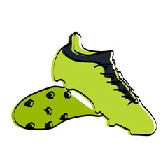 Silhouette of sports shoes. Football paraphernalia. Vector illustration.