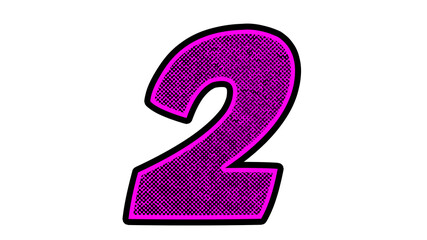 Comic cartoon number , purple lilac color funny design element, isolated on white