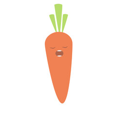carrot that screams, mouth open, sings, on a white background