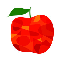 vector trendy bright abstract color illustration of red apple isolated on white background. can be used as an advertisement for fruits, fruit juices, for various types of printing, design elements