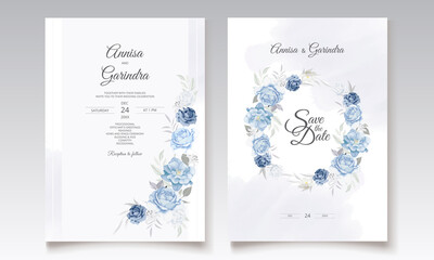  Beautiful floral frame wedding invitation card template Premium Vector