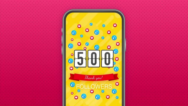 500 followers, Thank You, social sites post. Thank you followers congratulation card. Motion graphics.