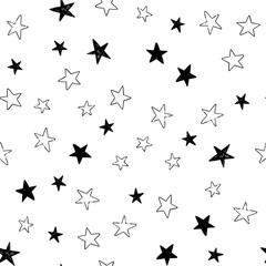 Star doodle seamless pattern. Background texture.