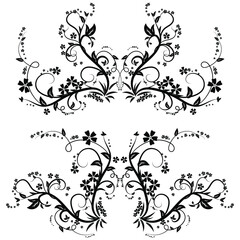 Floral swirls and ornate motifs with leaves and flowers. Design elements for page decoration cards, wedding, banner, frames. Vector illustration.