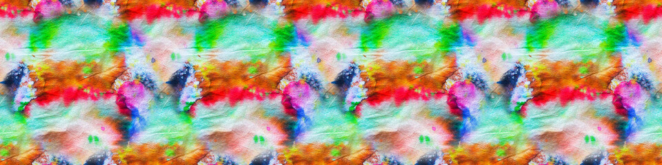 Seamless colorful banner with tie dye pattern on