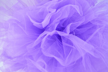 Close up of lavender tulle. Fabric and tulle texture.