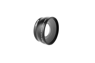 Macro lens isolated on white background. Photography camera equipment.