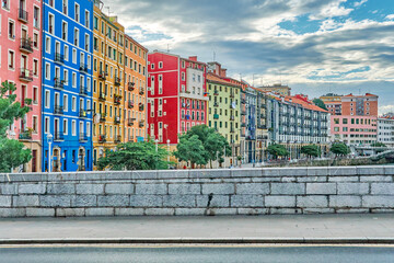 Fototapeta premium colored houses on the street of Bilbao