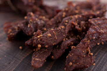 Organic pork jerky. Jackie to the beer. Snacks. 