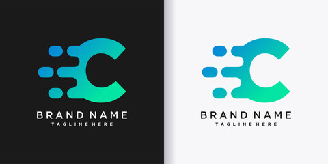 Monogram logo design letter c with creative concept