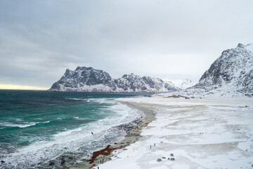 Lofoten Norway Aerial Photography of Mountains and the Beach
