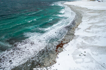 Lofoten Norway Aerial Photography of Mountains and the Beach
