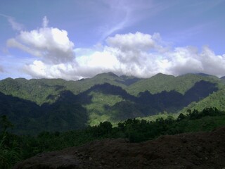Rolling mountains with clouds in the skies, southern Philippines