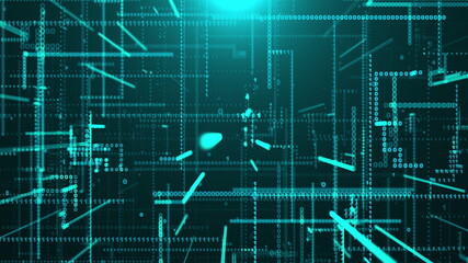 Flow of binary data, computer generated. 3d rendering of scientific technology. Modern digital backdrop