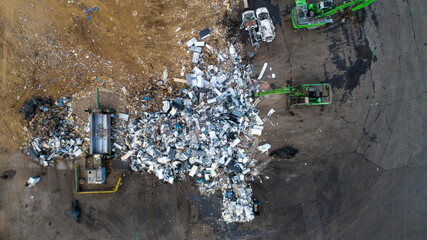Aerial images of a metal. scrap and recycling yard.