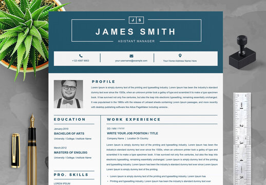 Creative Resume and Cover Letter Layout with Dark Header Design