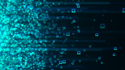 Fototapeta premium Digital backdrop with stroke particles, computer generated. 3d render streaming data